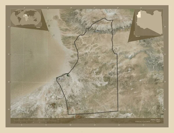 Nalut District Libië Satellietkaart Met Hoge Resolutie Locaties Namen Van — Stockfoto