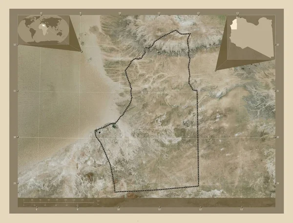 Nalut Distrito Libia Mapa Satelital Alta Resolución Ubicaciones Las Principales —  Fotos de Stock