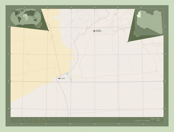 Nalut Distretto Della Libia Mappa Stradale Aperta Località Nomi Delle — Foto Stock