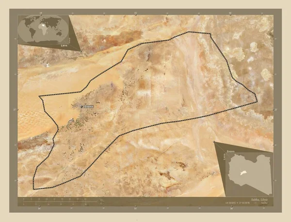 Sabha Distrito Libia Mapa Satelital Alta Resolución Ubicaciones Nombres Las —  Fotos de Stock