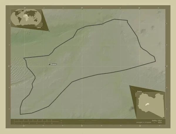 Sabha District Libye Carte Altitude Colorée Dans Style Wiki Avec — Photo