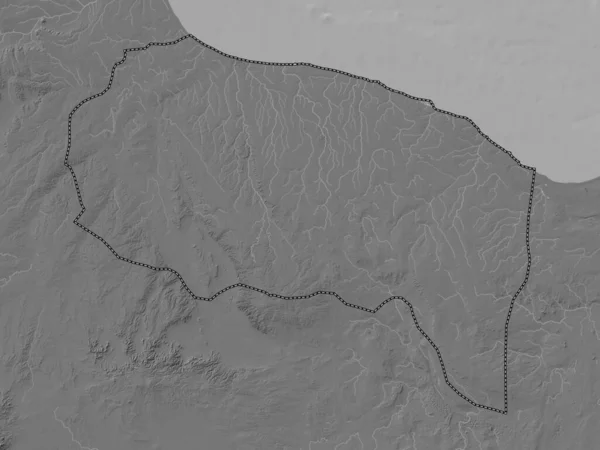 Surt Dzielnica Libii Dwupoziomowa Mapa Wysokości Jeziorami Rzekami — Zdjęcie stockowe