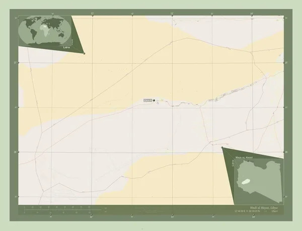 Wadi Hayat Περιφέρεια Λιβύης Χάρτης Του Δρόμου Τοποθεσίες Και Ονόματα — Φωτογραφία Αρχείου