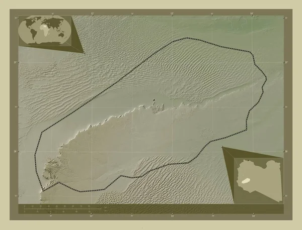 Wadi Hayat Distretto Della Libia Mappa Elevazione Colorata Stile Wiki — Foto Stock