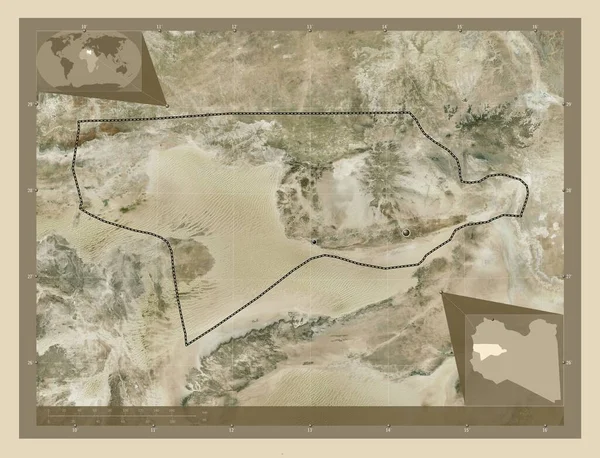 Wadi Ash Shati District Libië Satellietkaart Met Hoge Resolutie Locaties — Stockfoto