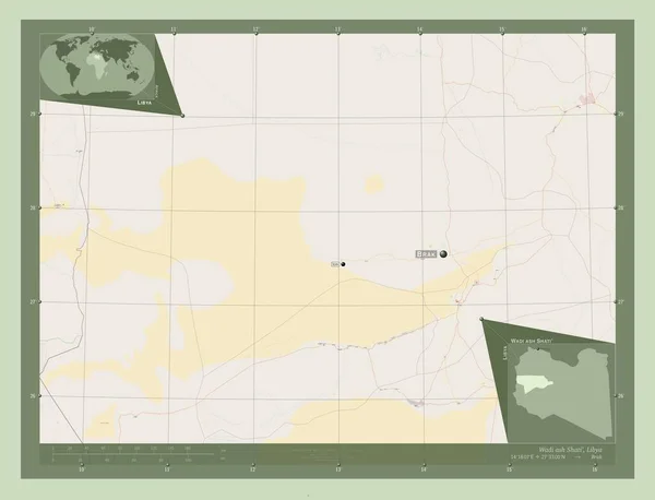 Wadi Ash Shati Dzielnica Libii Otwórz Mapę Ulic Lokalizacje Nazwy — Zdjęcie stockowe