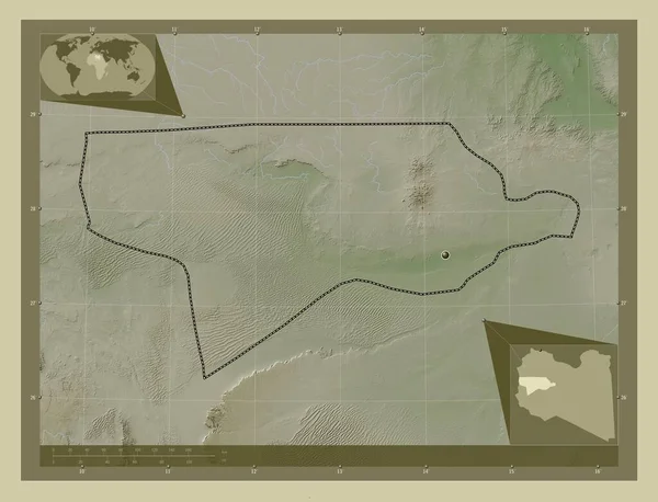 Ваді Шаті Район Лівії Висота Карти Забарвлена Вікі Стилі Озерами — стокове фото