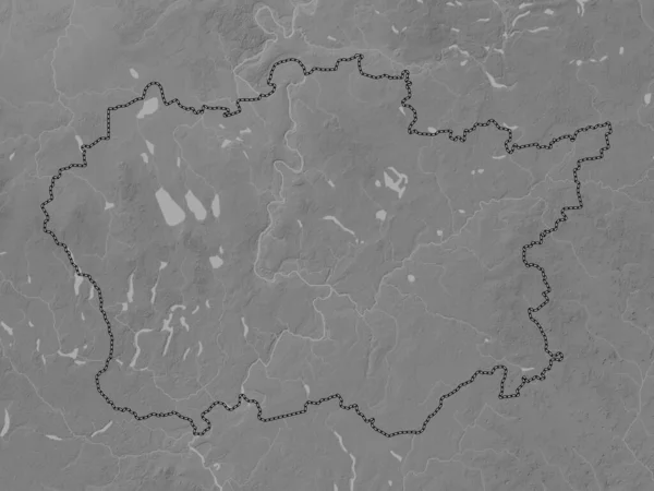 Alytaus Kreis Litauen Graustufen Höhenkarte Mit Seen Und Flüssen — Stockfoto