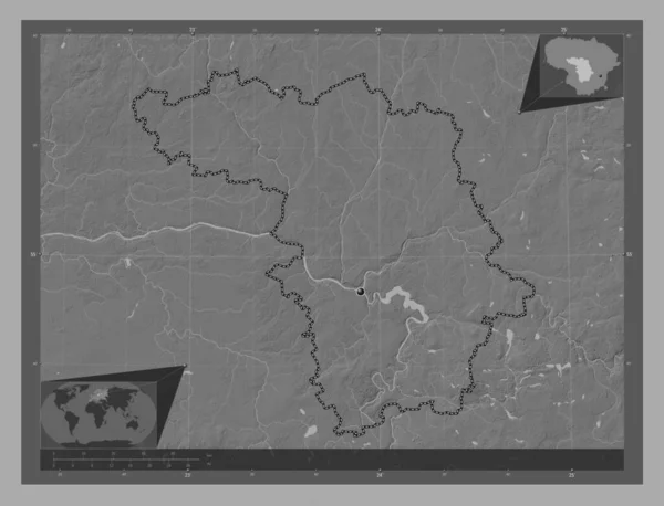 Kauno Condado Lituania Mapa Elevación Bilevel Con Lagos Ríos Mapas —  Fotos de Stock