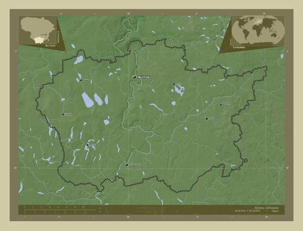 Alytaus Okres Litva Zdvihová Mapa Zbarvená Stylu Wiki Jezery Řekami — Stock fotografie