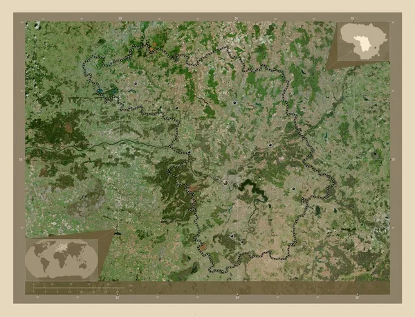 Kauno Επαρχία Λιθουανίας Υψηλής Ανάλυσης Δορυφορικός Χάρτης Τοποθεσίες Μεγάλων Πόλεων — Φωτογραφία Αρχείου