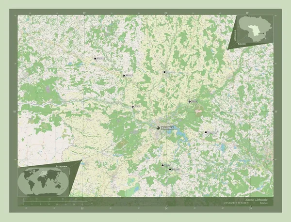 Кауно Графство Литва Відкрита Карта Вулиць Місця Розташування Назви Великих — стокове фото