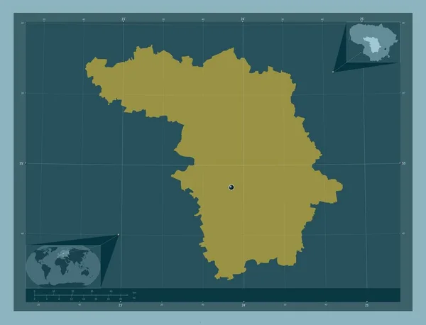 Kauno Condado Lituania Forma Color Sólido Mapas Ubicación Auxiliares Esquina —  Fotos de Stock