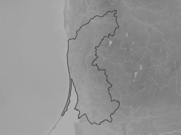 Klaipedos Contea Lituania Mappa Elevazione Scala Grigi Con Laghi Fiumi — Foto Stock