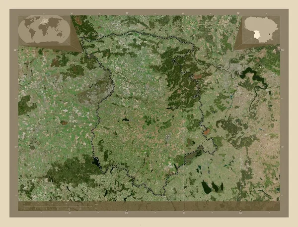 Marijampoles Επαρχία Λιθουανίας Υψηλής Ανάλυσης Δορυφορικός Χάρτης Γωνιακοί Χάρτες Βοηθητικής — Φωτογραφία Αρχείου