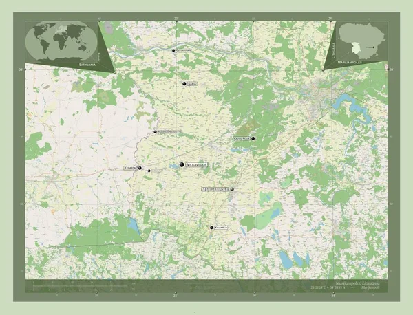 Marijampoles Graafschap Litouwen Open Plattegrond Locaties Namen Van Grote Steden — Stockfoto