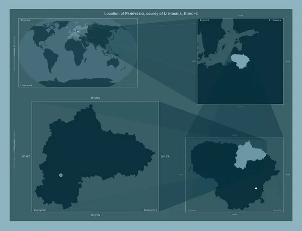 Паневежо Литовская Область Диаграмма Показывающая Расположение Региона Крупных Картах Состав — стоковое фото