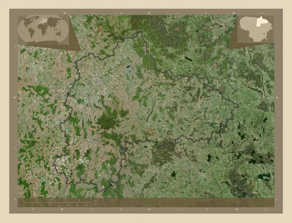 Panevezio Επαρχία Λιθουανίας Υψηλής Ανάλυσης Δορυφορικός Χάρτης Γωνιακοί Χάρτες Βοηθητικής — Φωτογραφία Αρχείου