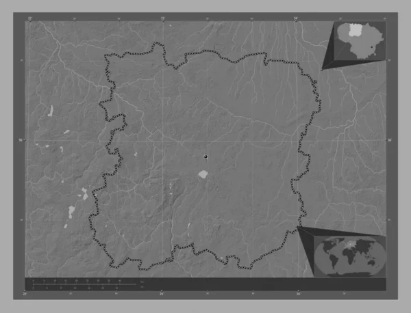 Siauliai Condado Lituania Mapa Elevación Bilevel Con Lagos Ríos Mapas — Foto de Stock