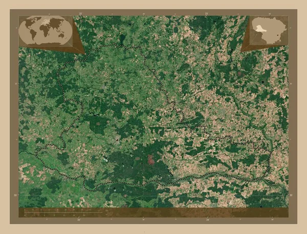 Taurages Comté Lituanie Carte Satellite Basse Résolution Corner Cartes Localisation — Photo