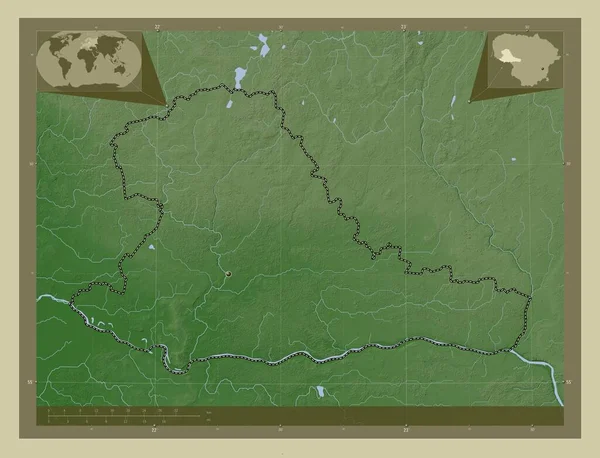 Таураж Литовская Область Карта Высоты Окрашенная Вики Стиле Озерами Реками — стоковое фото