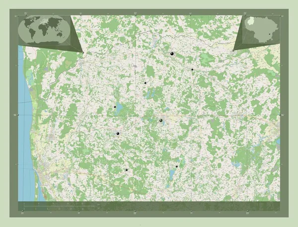 Telsiai Provincie Litouwen Open Plattegrond Locaties Van Grote Steden Van — Stockfoto