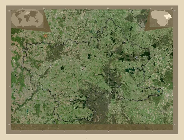 Utenos Provincie Litouwen Satellietkaart Met Hoge Resolutie Locaties Van Grote — Stockfoto