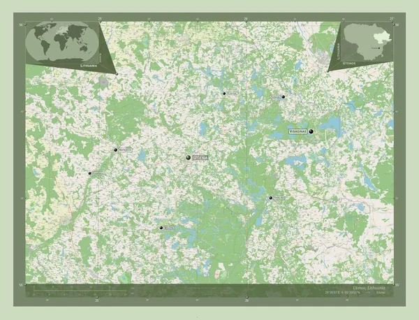 Utenos Condado Lituania Open Street Map Ubicaciones Nombres Las Principales —  Fotos de Stock