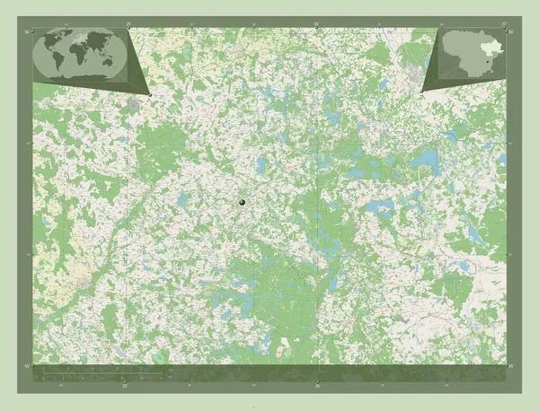 Utenos Litvánia Megye Nyílt Utcai Térkép Saroktérképek Kiegészítő Helymeghatározási Térképekhez — Stock Fotó