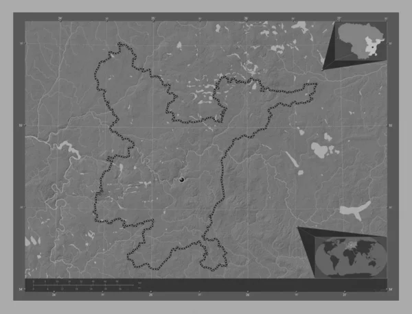 Vilniaus Provincia Lituania Mapa Elevación Bilevel Con Lagos Ríos Mapas — Foto de Stock