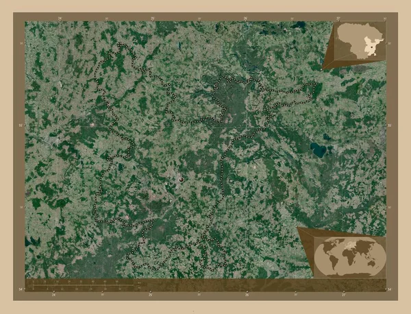 Vilniaus Επαρχία Λιθουανίας Δορυφορικός Χάρτης Χαμηλής Ανάλυσης Γωνιακοί Χάρτες Βοηθητικής — Φωτογραφία Αρχείου
