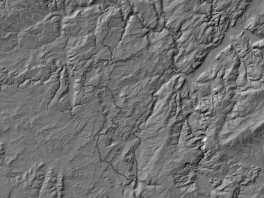 Grevenmacher, Lüksemburg bölgesi. Gölleri ve nehirleri olan çift seviyeli yükseklik haritası