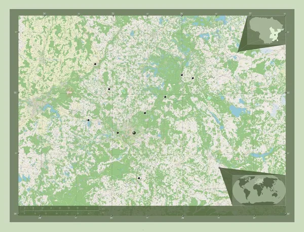 Vilniaus Provincie Litouwen Open Plattegrond Locaties Van Grote Steden Van — Stockfoto