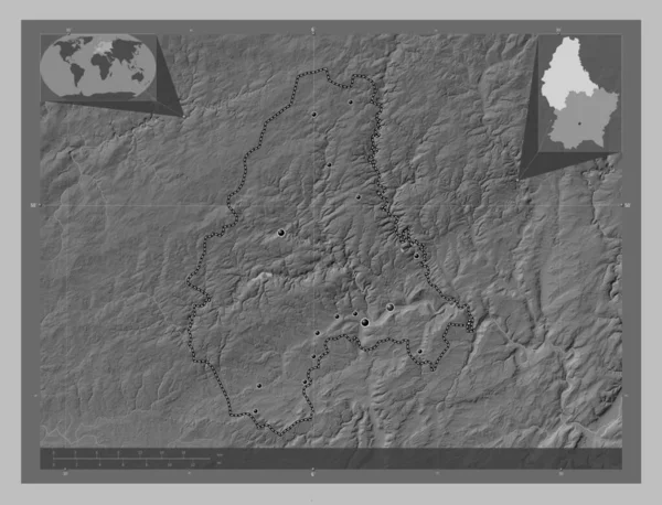 Diekirch Okres Lucemburk Výškové Mapy Jezery Řekami Umístění Velkých Měst — Stock fotografie