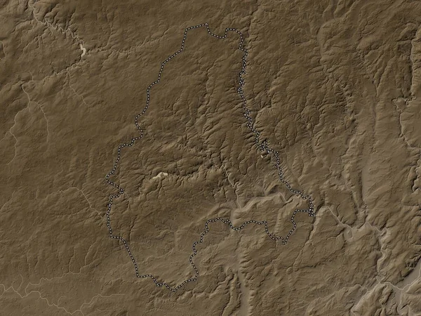 Diekirch Okres Lucemburk Nadmořská Mapa Zabarvená Sépiovými Tóny Jezery Řekami — Stock fotografie