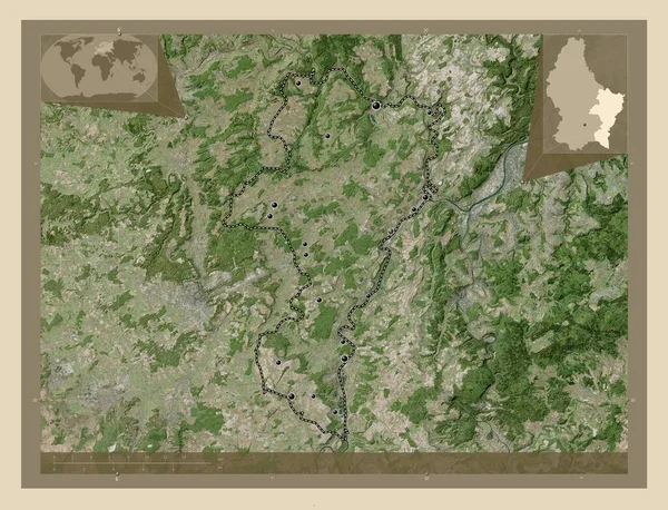 Grevenmacher Distrito Luxemburgo Mapa Satelital Alta Resolución Ubicaciones Las Principales —  Fotos de Stock