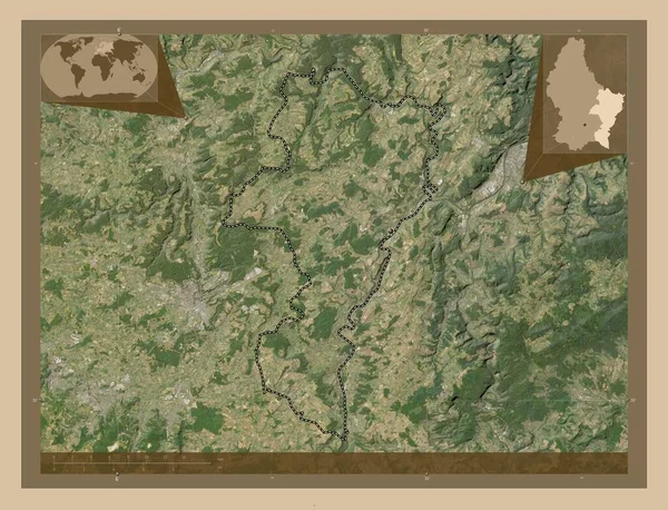 Grevenmacher Περιφέρεια Λουξεμβούργου Δορυφορικός Χάρτης Χαμηλής Ανάλυσης Γωνιακοί Χάρτες Βοηθητικής — Φωτογραφία Αρχείου