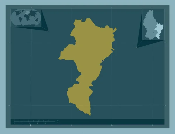 Grevenmacher Distrito Luxemburgo Forma Cor Sólida Mapa Localização Auxiliar Canto — Fotografia de Stock