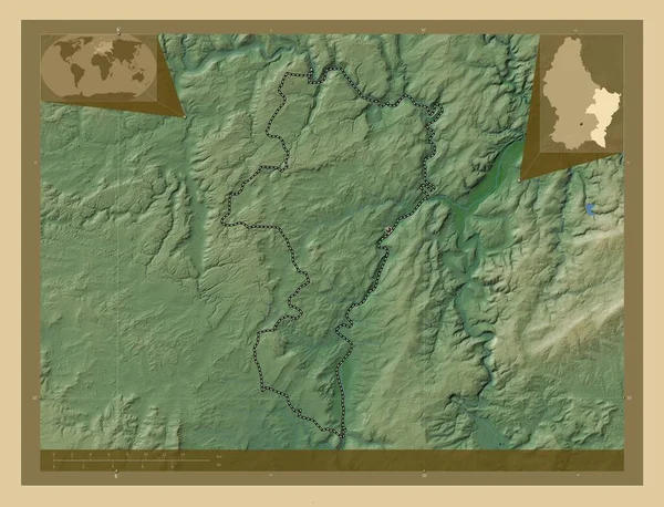 Grevenmacher Okres Lucemburk Barevná Mapa Jezery Řekami Pomocné Mapy Polohy — Stock fotografie