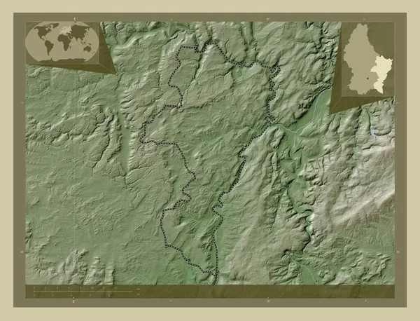 Grevenmacher Distretto Lussemburgo Mappa Elevazione Colorata Stile Wiki Con Laghi — Foto Stock