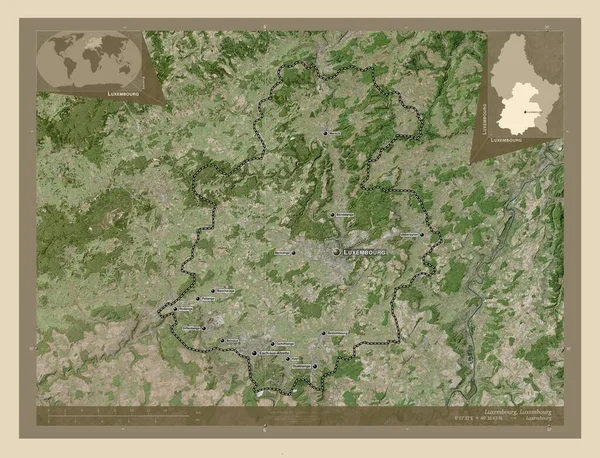Люксембург Район Люксембурга Спутниковая Карта Высокого Разрешения Места Названия Крупных — стоковое фото