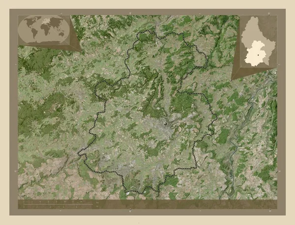 ルクセンブルク ルクセンブルクの地区 高解像度衛星地図 コーナー補助位置図 — ストック写真