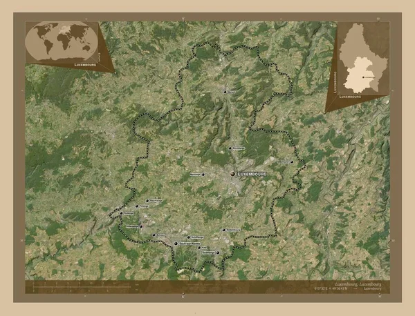 Luxemburgo Distrito Luxemburgo Mapa Satélite Baixa Resolução Locais Nomes Das — Fotografia de Stock