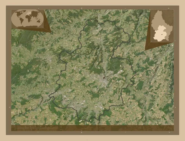 Люксембург Округ Люксембург Супутникова Карта Низькою Роздільною Здатністю Кутові Допоміжні — стокове фото