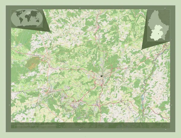 Lussemburgo Distretto Lussemburgo Mappa Stradale Aperta Mappa Della Posizione Ausiliaria — Foto Stock