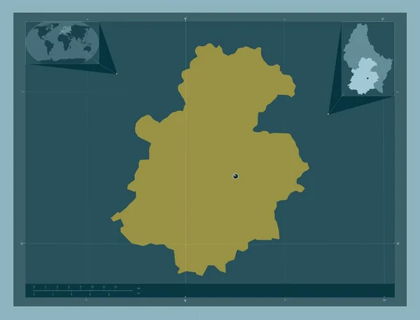 Luxemburg District Luxemburg Stevige Kleurvorm Hulplocatiekaarten Hoek — Stockfoto