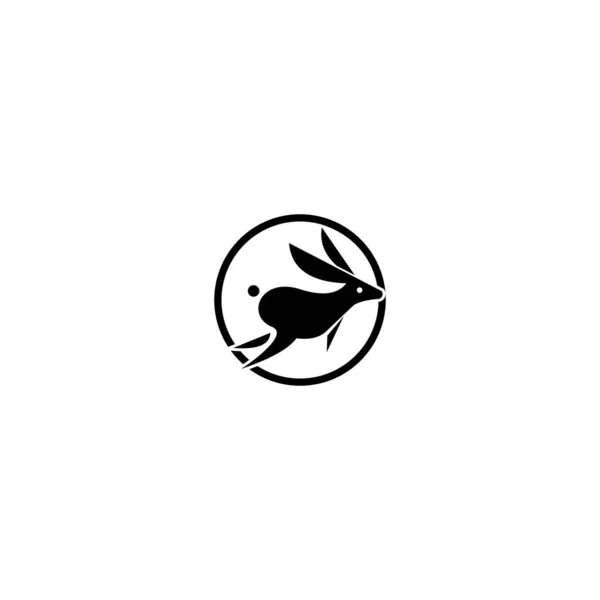 Kaninchen Springen Logo Design Vektor — Stockvektor
