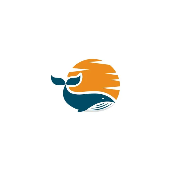 Balina Dalgaları Deniz Dalgaları Güneş Dalgaları Logo Vektörü — Stok Vektör