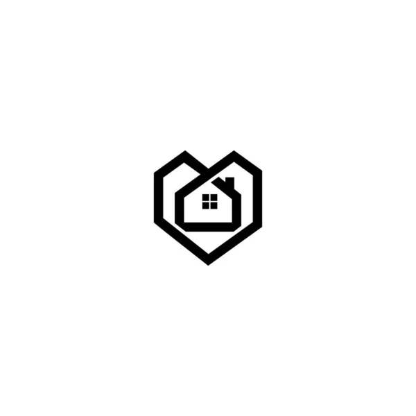 Maison Forme Coeur Amour Symbole Soins Domicile Illustration Vectorielle Isolée — Image vectorielle