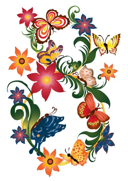 Красивая Бабочка Цветке — стоковый вектор